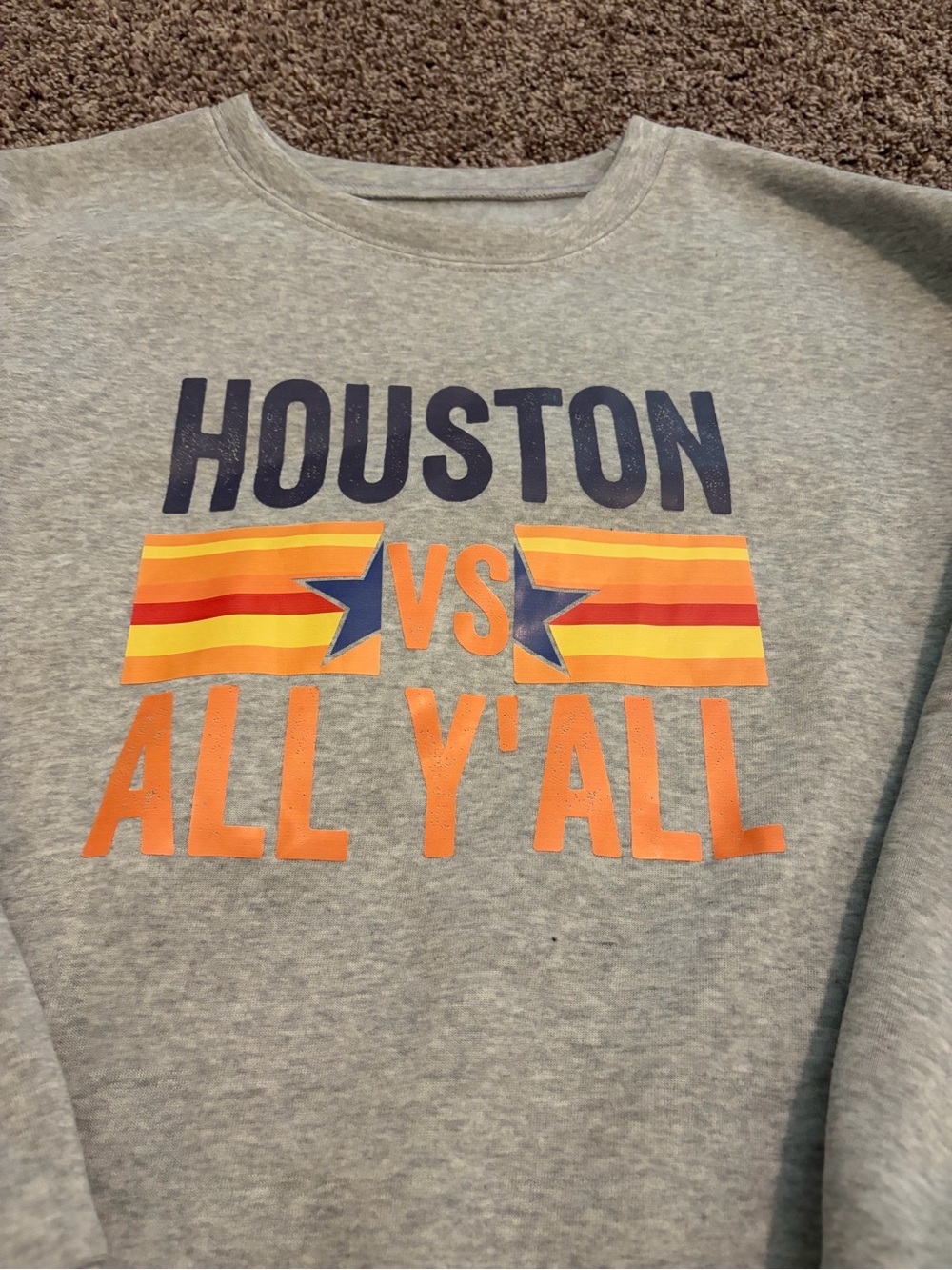 Houston Vs All Y'all Gray Graphic Sweatshirt